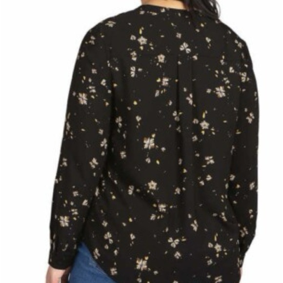 Hilary Radley Long Sleeve Black Floral Blouse S - Picture 3 of 8